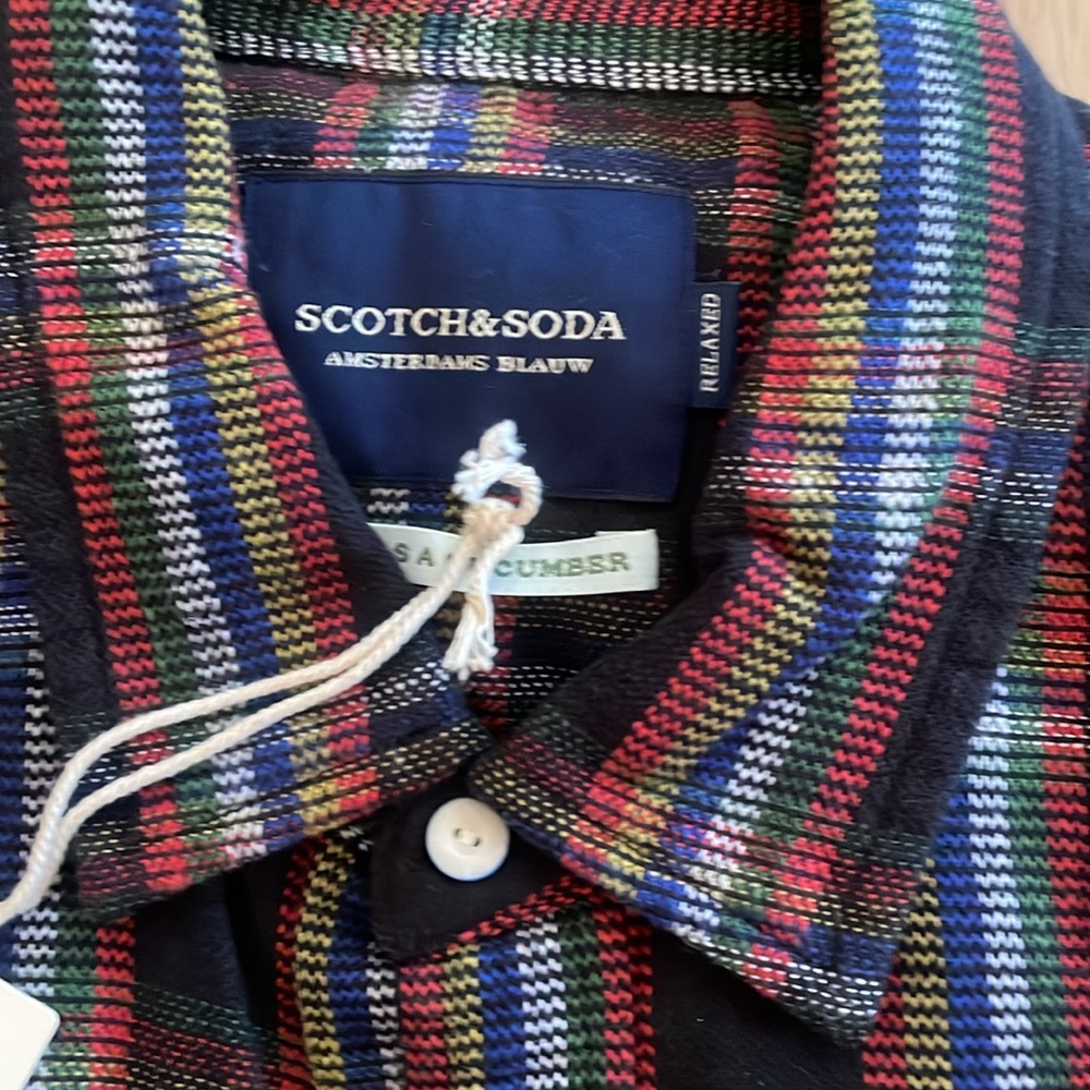 Scotch & Soda Men's Navy and Red Plaid Shirt - Picture 2 of 9